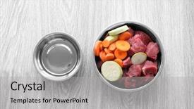  Presentation with dog food - PPT layouts with foods raw - organic dog food background and a light gray colored foreground