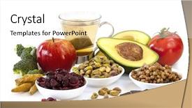  Presentation with foods - Slide deck with foods rich in antioxidant background and a white colored foreground