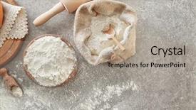  Presentation with bag - Presentation theme consisting of foodstuff - bowl of wheat flour background and a mint green colored foreground