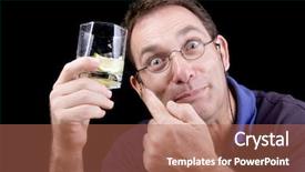  Presentation with lime - Beautiful PPT layouts featuring fool man holding and showing of him gin drink with lime isolated on black backdrop and a coral colored foreground