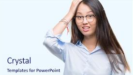  Presentation with asian - Slide deck featuring foolish manager - young asian business woman wearing background and a sky blue colored foreground