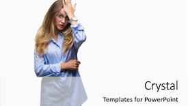  Presentation with memory - Presentation theme enhanced with foolish manager - young beautiful blonde business woman background and a white colored foreground