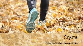  Presentation with healthy lifestyle - Presentation theme with runner's foots close-up background and a yellow colored foreground