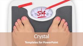  Presentation with obesity cartoon feet on bathroom - PPT theme with diabetic foot - woman' s feet on bathroom background and a coral colored foreground