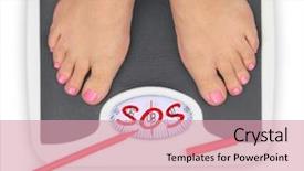 Presentation with obesity cartoon feet on bathroom - Audience pleasing slide set consisting of diabetic foot - woman' s feet on bathroom backdrop and a coral colored foreground