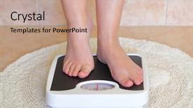  Presentation with diabetic diet - Amazing slide set having diabetic foot - woman's feet on bathroom scale backdrop and a coral colored foreground
