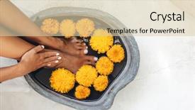  Presentation with foot treatment - Presentation design with foot bath in stone basin background and a lemonade colored foreground