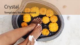  Presentation with foot treatment - Presentation theme with foot bath in stone basin background and a gold colored foreground