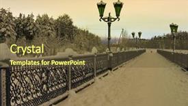  Presentation with winter river - Presentation featuring foot-bridge with fonaryamiyu across background and a tawny brown colored foreground