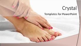  Presentation with female - Cool new PPT layouts with foot care - beautiful female legs on towel backdrop and a white colored foreground