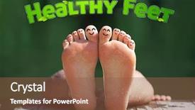  Presentation with feet - Audience pleasing theme consisting of foot care - healthy feet with happy finger backdrop and a tawny brown colored foreground