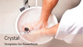  Presentation with hydrotherapy - Presentation design with foot care - man having hydrotherapy water footbath background and a lemonade colored foreground