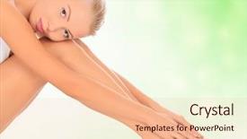  Presentation with young grey maine coon cat - Colorful PPT theme enhanced with foot care - young woman sitting on floor backdrop and a lemonade colored foreground