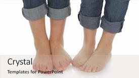  Presentation with two cute sisters playing - Slide deck featuring foot children - bare feet - two sisters background and a soft green colored foreground