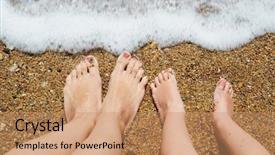  Presentation with mom - Slides featuring foot children - feet of child and mom background and a coral colored foreground