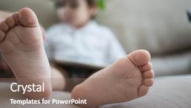  Presentation with feet - Amazing slide set having foot children - little cute boy feet backdrop and a  colored foreground