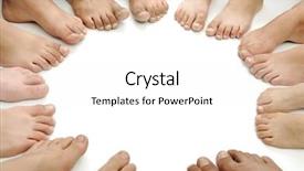  Presentation with circle prayer - Audience pleasing slides consisting of foot children - many legs and feet backdrop and a white colored foreground