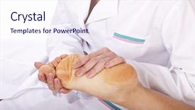  Presentation with foot massage - Theme consisting of foot doctor - massage of female leg first background and a sky blue colored foreground