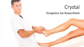  Presentation with massage therapist - Presentation theme featuring foot doctor - picture of a physio therapist background and a white colored foreground