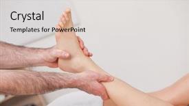  Presentation with ankle - Beautiful theme featuring foot doctor - podiatrist manipulating the ankle backdrop and a  colored foreground