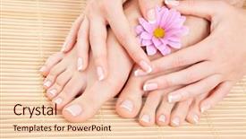  Presentation with foot massage - PPT layouts with foot massage - care for beautiful woman legs background and a lemonade colored foreground
