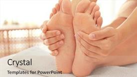  Presentation with foot massage - PPT layouts having foot massage in spa salon background and a coral colored foreground
