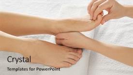  Presentation with foot massage - Colorful presentation design enhanced with foot massage in spa salon backdrop and a coral colored foreground