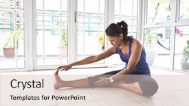  Presentation with foot muscles - Beautiful theme featuring foot muscles - asian fitness woman stretching her backdrop and a soft green colored foreground