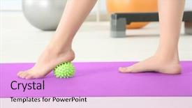  Presentation with foot muscles - Beautiful PPT theme featuring foot muscles - feet of woman doing exercises backdrop and a lavender colored foreground