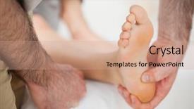  Presentation with physiotherapist - Colorful PPT theme enhanced with foot pain - barefoot being touched backdrop and a coral colored foreground