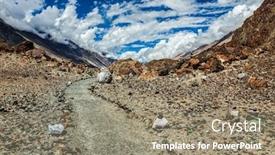  Presentation with path - Audience pleasing theme consisting of foot-path-to-sacred-buddhist backdrop and a coral colored foreground