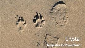 Presentation with sand - Beautiful PPT theme featuring foot print and dog paw backdrop and a coral colored foreground