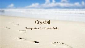  Presentation with sea shells - Amazing presentation theme having foot prints on a sandy backdrop and a sky blue colored foreground