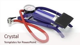  Presentation with pump - Audience pleasing PPT theme consisting of foot pump with pressure gage backdrop and a lemonade colored foreground