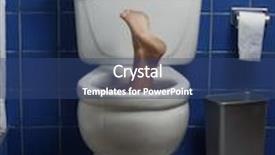  Presentation with toilet - Beautiful slides featuring newspaper accident - foot reaches up backdrop and a ocean colored foreground