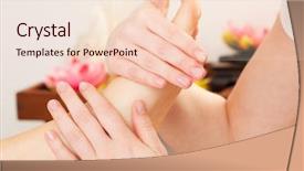  Presentation with reflexology foot massage spa foot - Audience pleasing slide deck consisting of foot reflexology - feet receiving a massage backdrop and a lemonade colored foreground