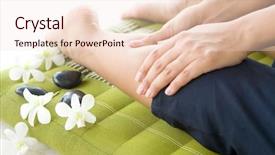  Presentation with masseur doing massage spa - Cool new presentation theme with foot reflexology - masseur giving lady patient backdrop and a lemonade colored foreground