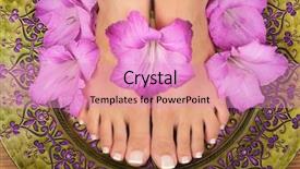  Presentation with beautiful flowers border floral design - Amazing theme having foot reflexology - pedicure and manicure spa backdrop and a coral colored foreground