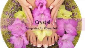  Presentation with manicure - PPT layouts consisting of foot reflexology - pedicure and manicure spa background and a coral colored foreground