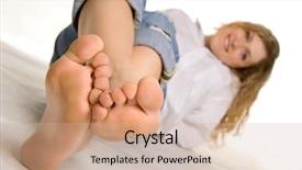  Presentation with floral border over white - Presentation theme having foot reflexology - pretty woman over white background and a  colored foreground