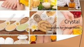  Presentation with aromatherapy massage - Slides enhanced with foot reflexology - spa aromatherapy massage pedicure collage background and a coral colored foreground