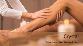  Presentation with foot massage - PPT layouts consisting of foot reflexology - woman getting massage treatment background and a coral colored foreground