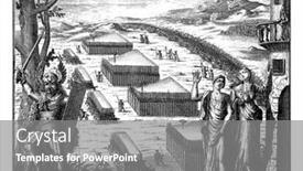  Presentation with soldiers - Colorful PPT layouts enhanced with foot-soldiers-and-horsemen backdrop and a gray colored foreground