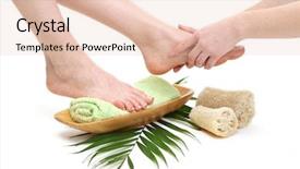  Presentation with foot massage - Slides having foot spa - female feet receiving a massage background and a lemonade colored foreground