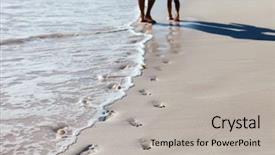  Presentation with footprints - PPT theme consisting of foot steps - father and daughter footprints background and a  colored foreground
