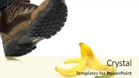  Presentation with danger - Theme consisting of foot steps - imminent danger on a white background and a  colored foreground