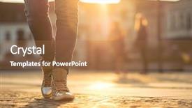  Presentation with steps - Amazing presentation theme having foot steps - womansfoots on the street backdrop and a  colored foreground