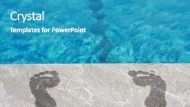  Presentation with jumping into a pool - Slides featuring foot steps by the swimming background and a teal colored foreground