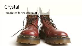  Presentation with brown - PPT theme consisting of foot stomping - closeup of brown boots background and a  colored foreground