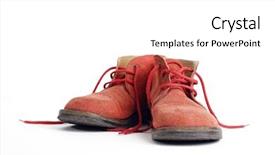  Presentation with feather and old book - Slide deck featuring foot stomping - old worn red boots background and a  colored foreground